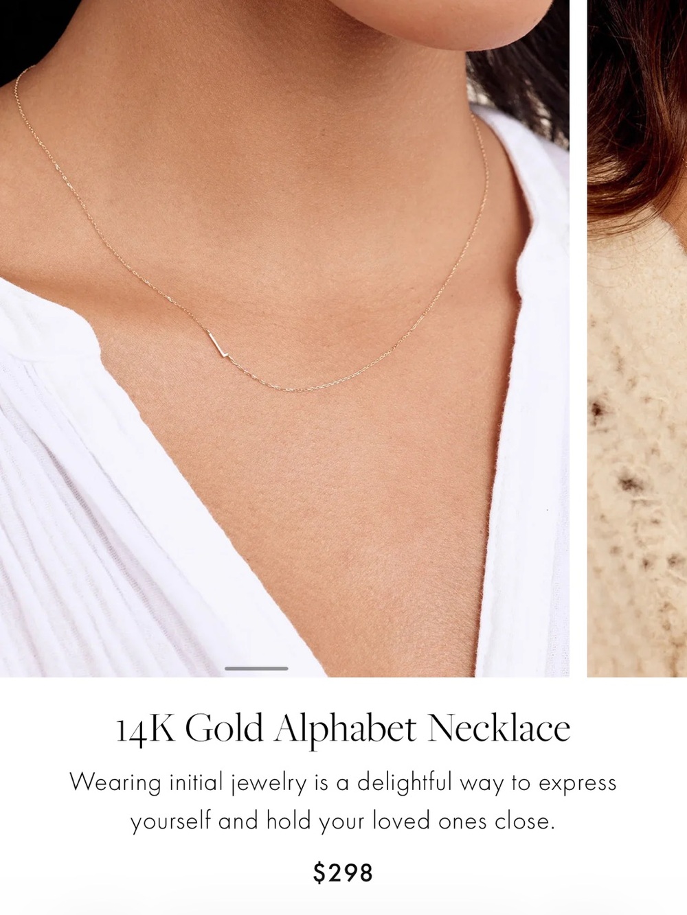 Gorjana 14k Gold Alphabet Necklace “L”